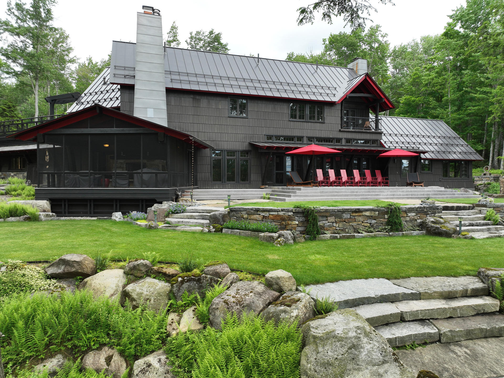 Stone House Exterior Deck Andrew Chary Architecture