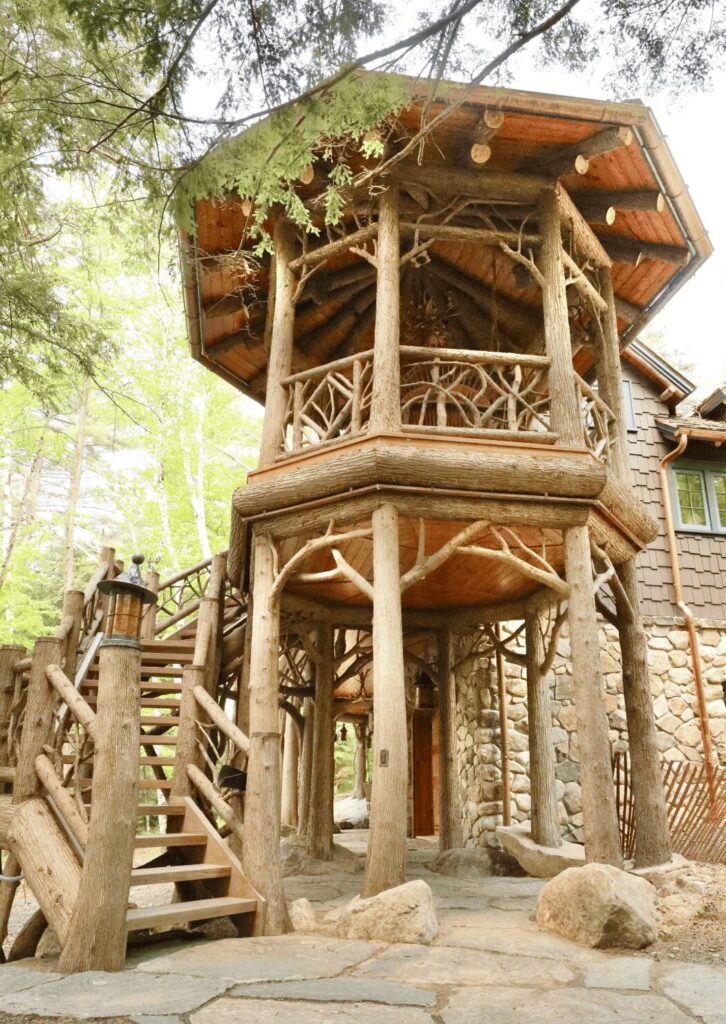 Treehouse Entry Tupper Lake Great Camp Andrew Chary Architect