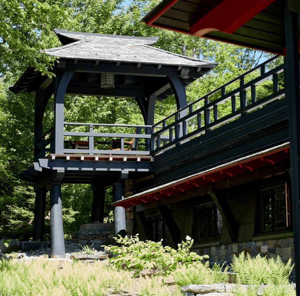 Stone House Exterior Pagoda 4 Asian Garden & Boathouse Andrew Chary Architect