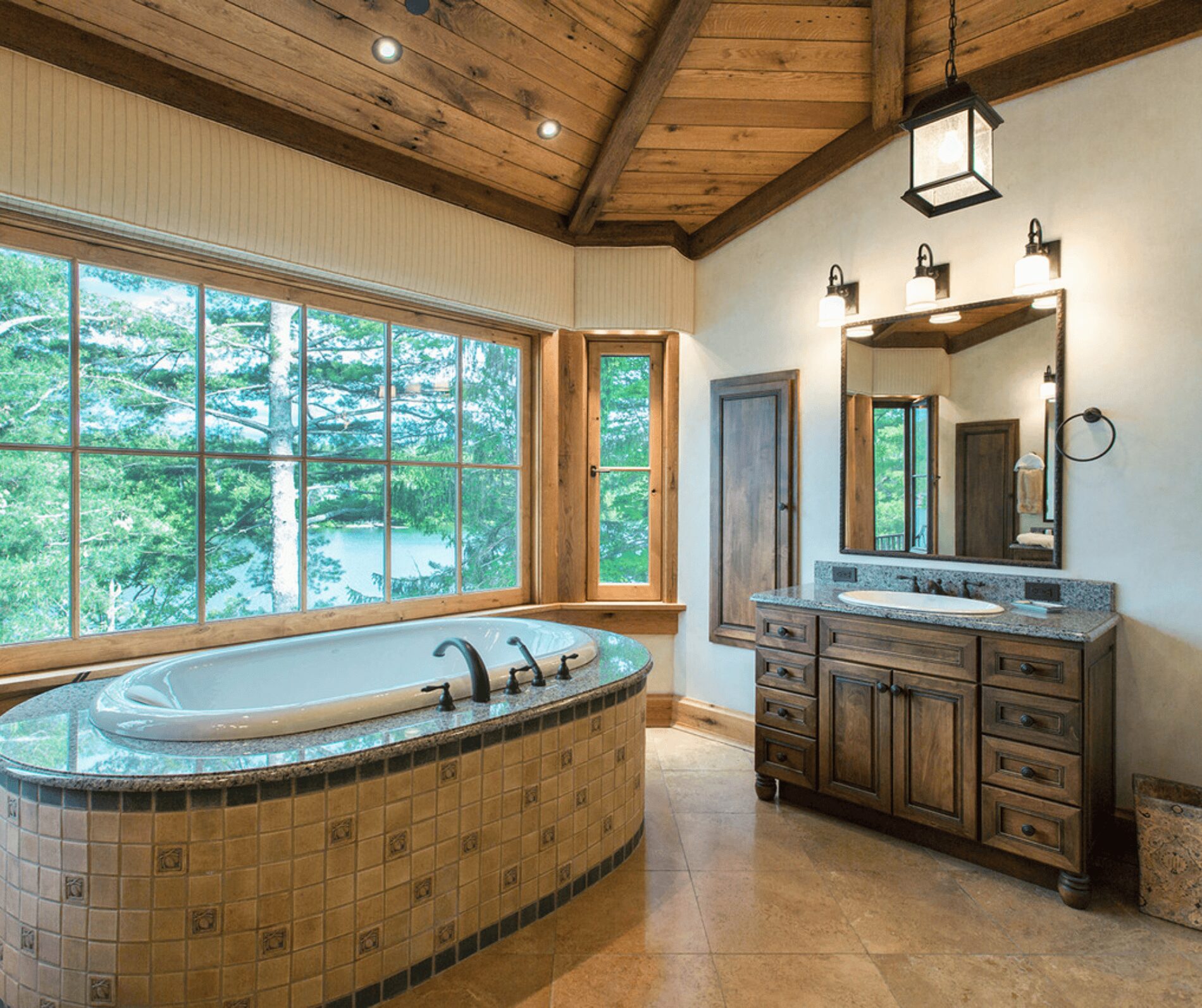 Bath Tub Mirror Lake Boathouse Andrew Chary Architect