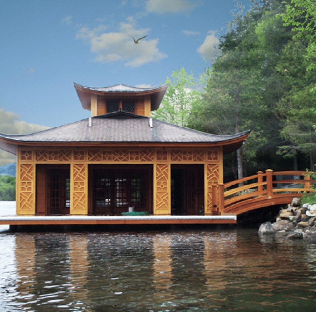 Exterior Boathouse Detail 2 Asian Inspired Boathouse Andrew Chary Architect