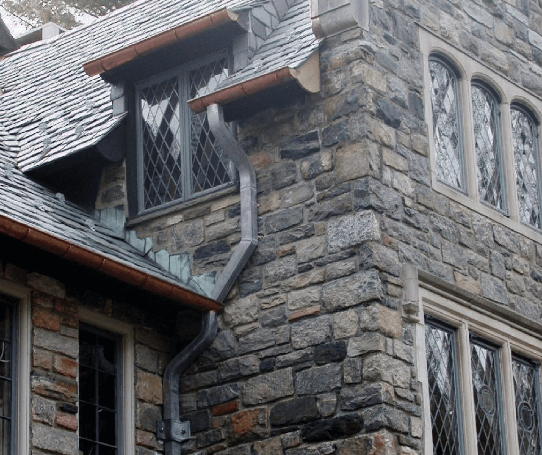 Gutters Stone Poolhouse Andrew Chary Architect