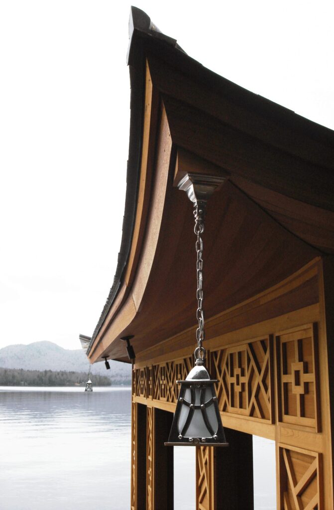 Lamp Boathouse Detail 1 Asian Inspired Boathouse Andrew Chary Architect